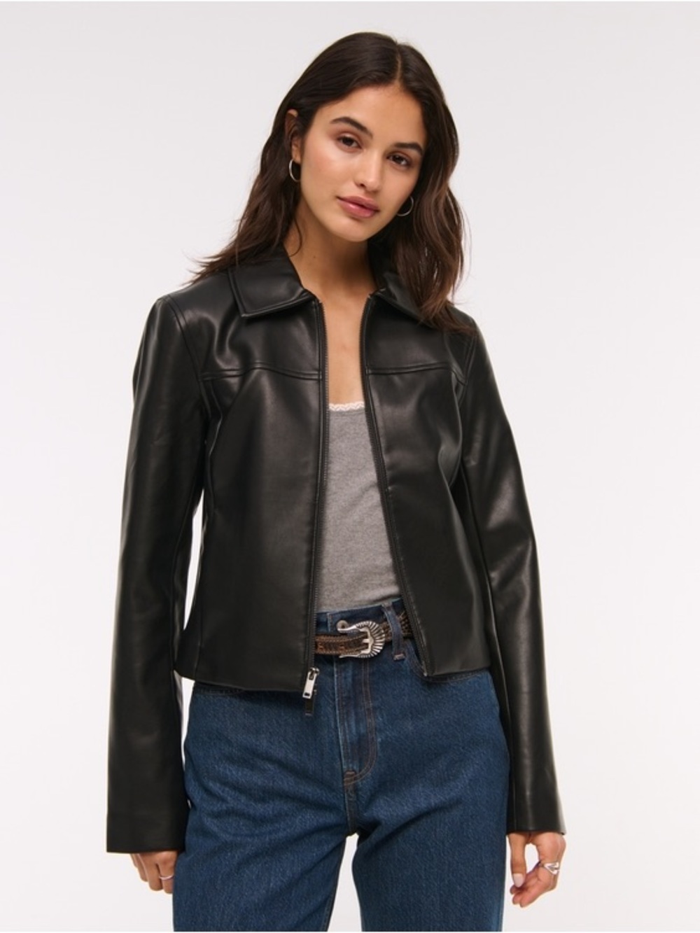 Abercrombie & Fitch Slim Zip Vegan Learher Jacket